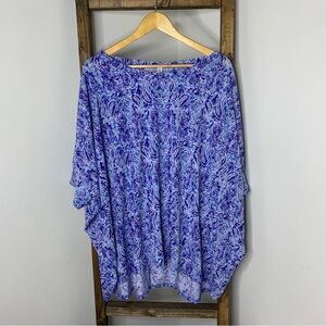 Dear Scarlett Blue Patterned Women's Top Size XL